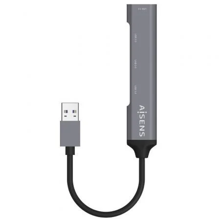 AISENS Hub USB 3.0 de Aluminio 4x Tipo A, Gris, 10cm